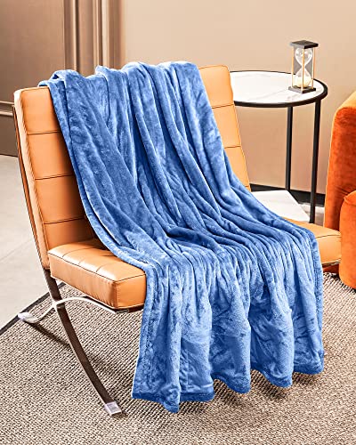 ALLJOY Electric Blanket Heated Blanket with Auto-Off 50'' x 60'' Blue Heating Blankets Super Cozy Flannel 6 Heating Levels & 8 Timer Settings Machine Washable Throw Blanket Gift for Women