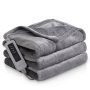Homlyns Electric Heated Throw Blanket with 4 Heat Levels, 3-Hour Auto-Off Timer, Machine Washable, ETL Certified – Flannel (50″ x 60″, Grey)