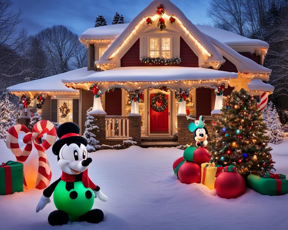 Disney themed Christmas yard displays