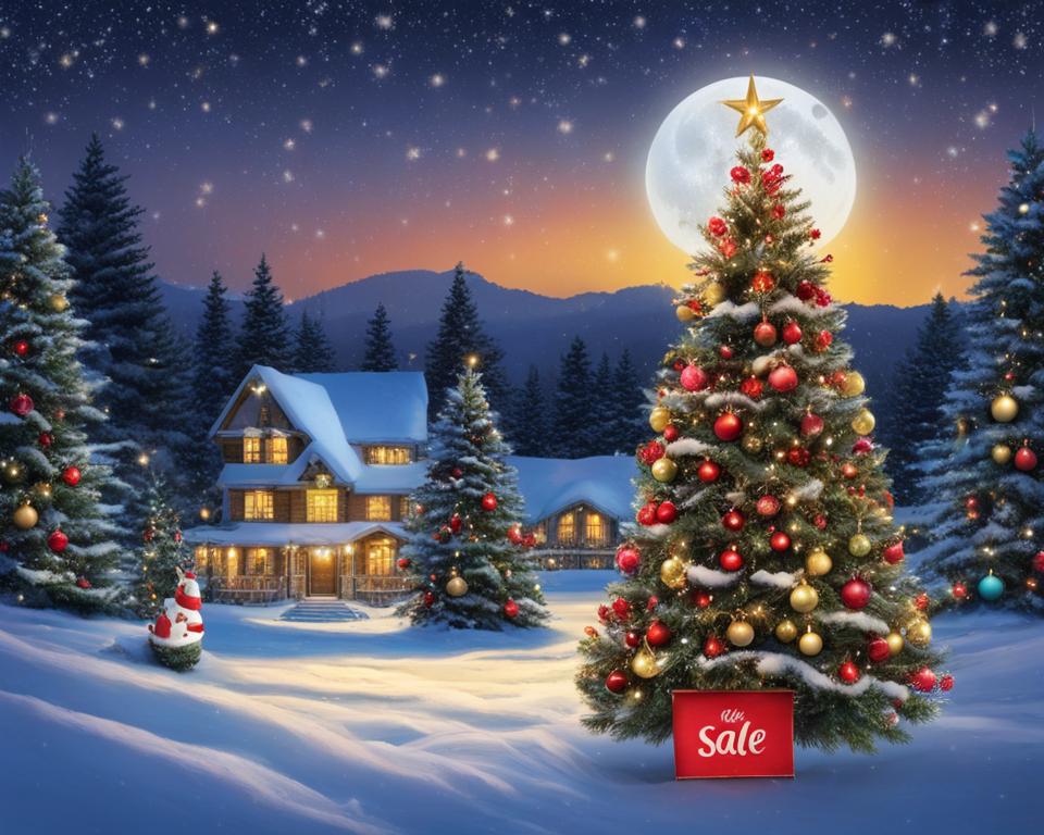 Outdoor prelit Christmas trees on clearance sale