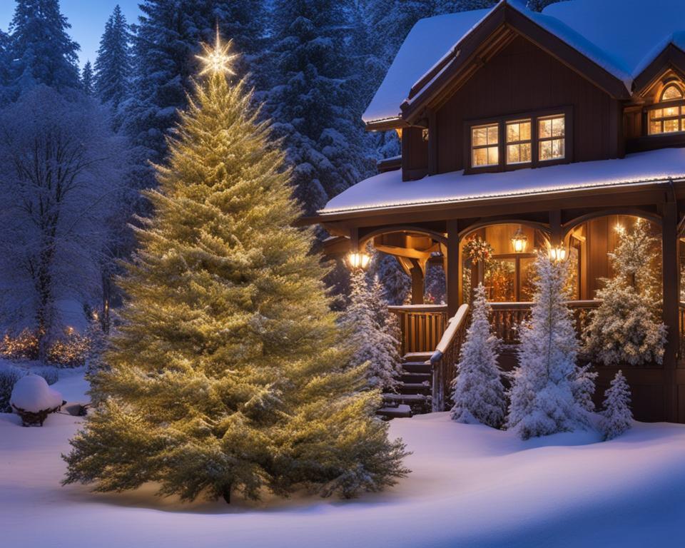lighted outdoor christmas tree