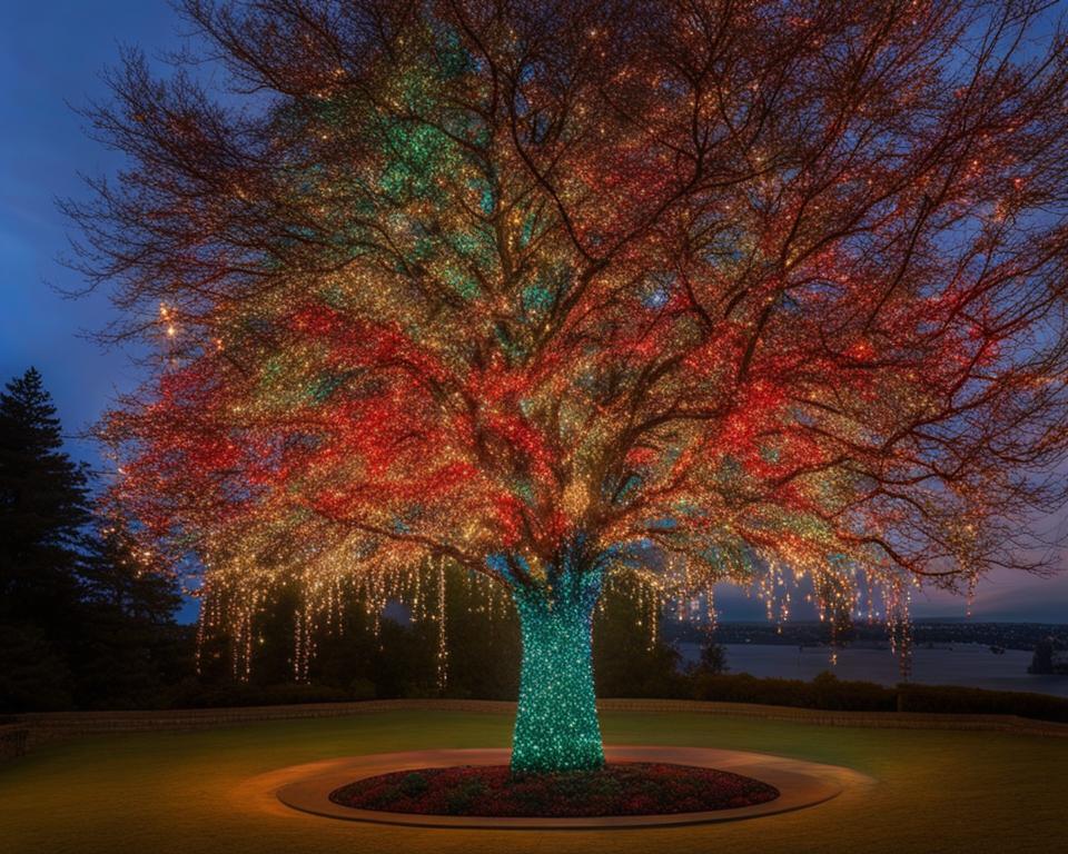 outdoor christmas tree made of lights