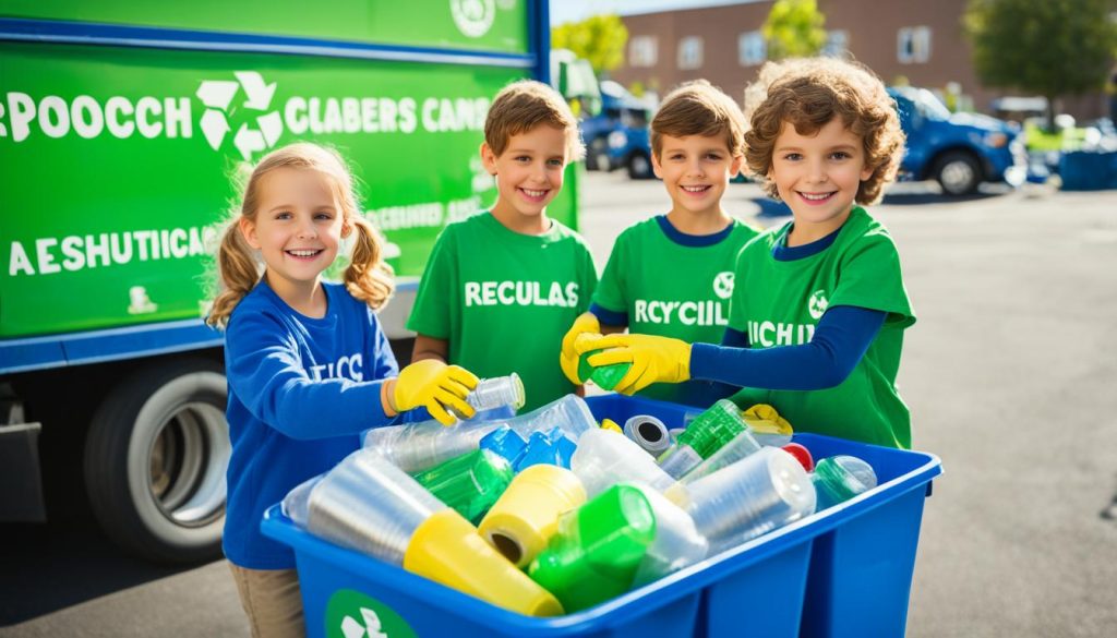 Kids sorting recyclables