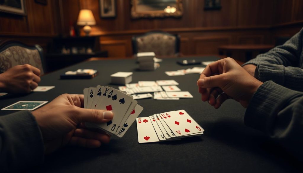 Rummy game rules demonstration showing card melds